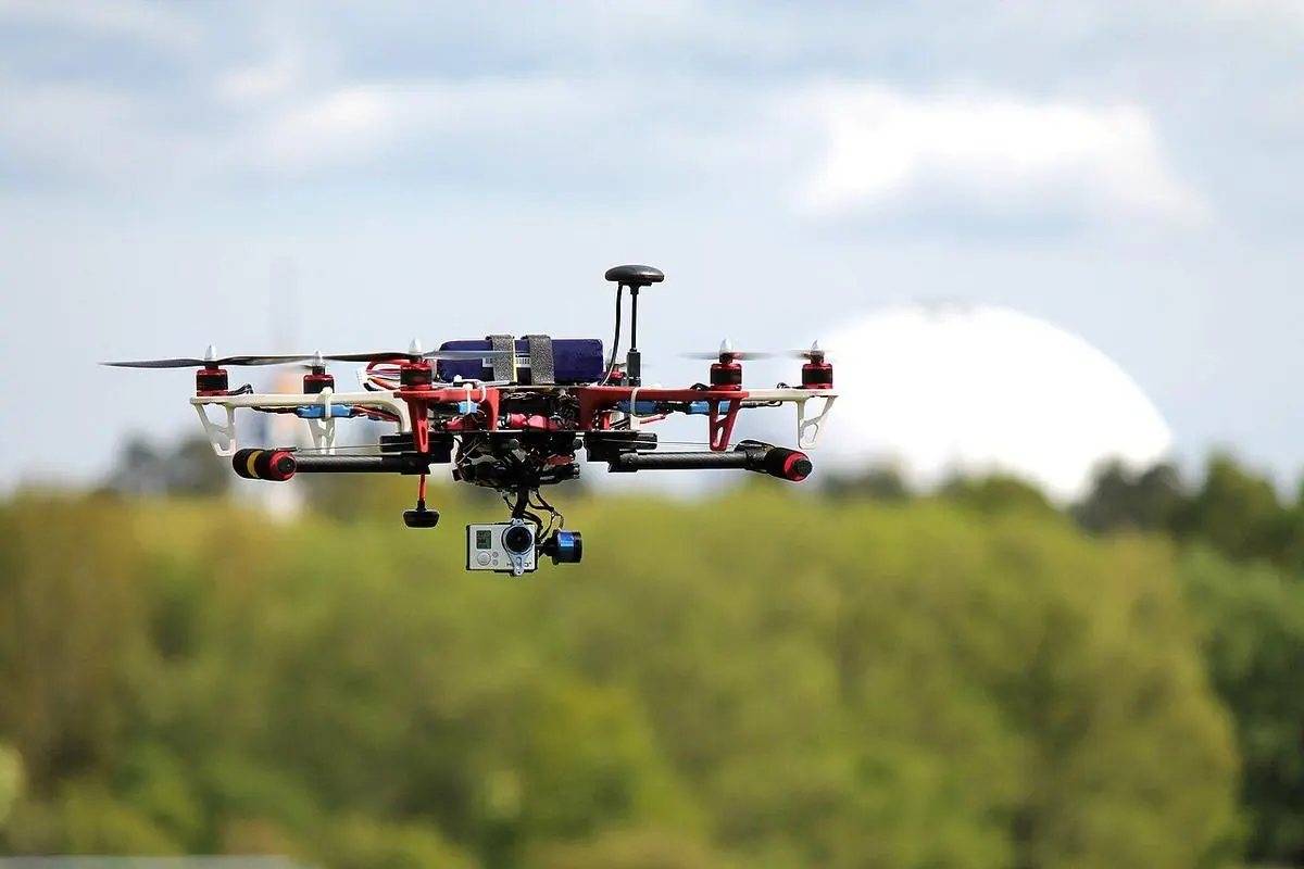 Hexacopter with camera in flight